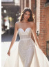 Shining Sequined Lace Satin Fantastic Wedding Dress With Detachable Train